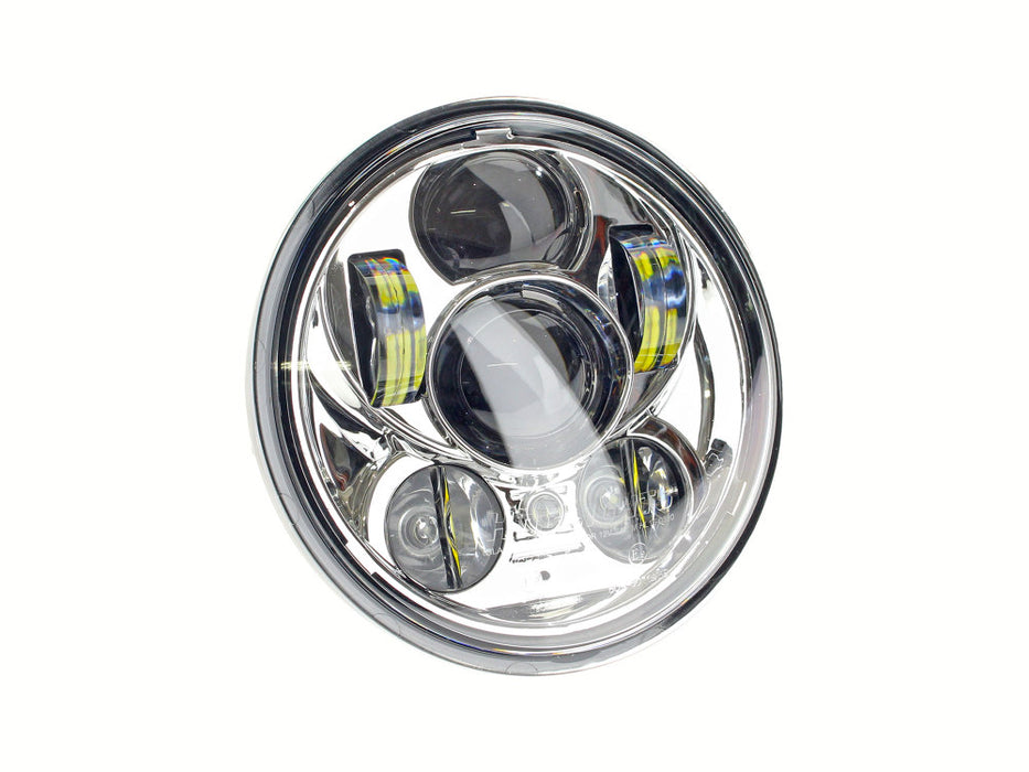 5-3/4in. LED HeadLight Insert - Chrome. Fits H-D Street 500 (XG500), Street 750 (XG750) & Indian Scout, Scout Sixty, Scout Bobber with 5-3/4in. Headlight.