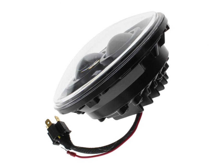 Hoglights 7in. LED HeadLight Insert with Parker – Black. Fits Most H-D, Indian Chief Classic & Dark Horse Models with 7in. Headlight.