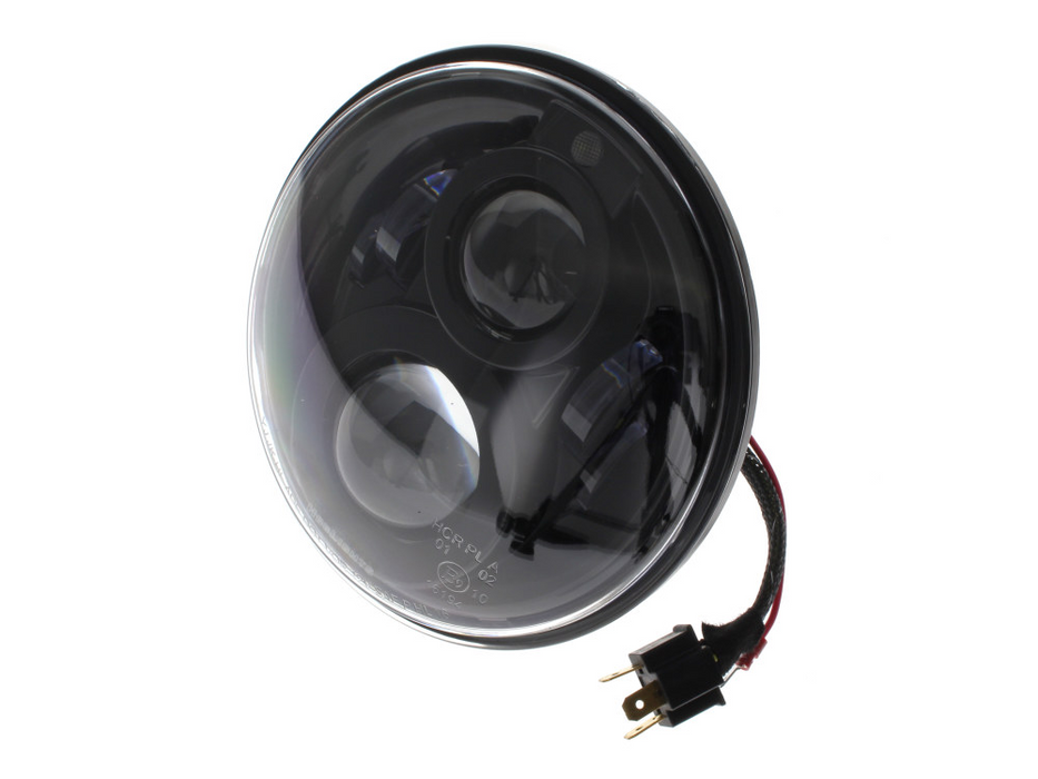 Hoglights 7in. LED HeadLight Insert with Parker – Black. Fits Most H-D, Indian Chief Classic & Dark Horse Models with 7in. Headlight.