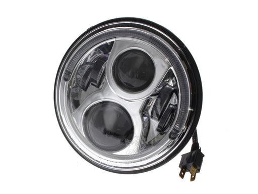 7in. LED Headlight Insert with Halo - Chrome. Fits Most H-D, Indian Chief Classic & Dark Horse Models with 7in. Headlight.