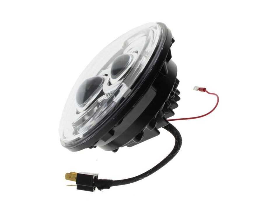 7in. LED Headlight Insert with Halo - Chrome. Fits Most H-D, Indian Chief Classic & Dark Horse Models with 7in. Headlight.