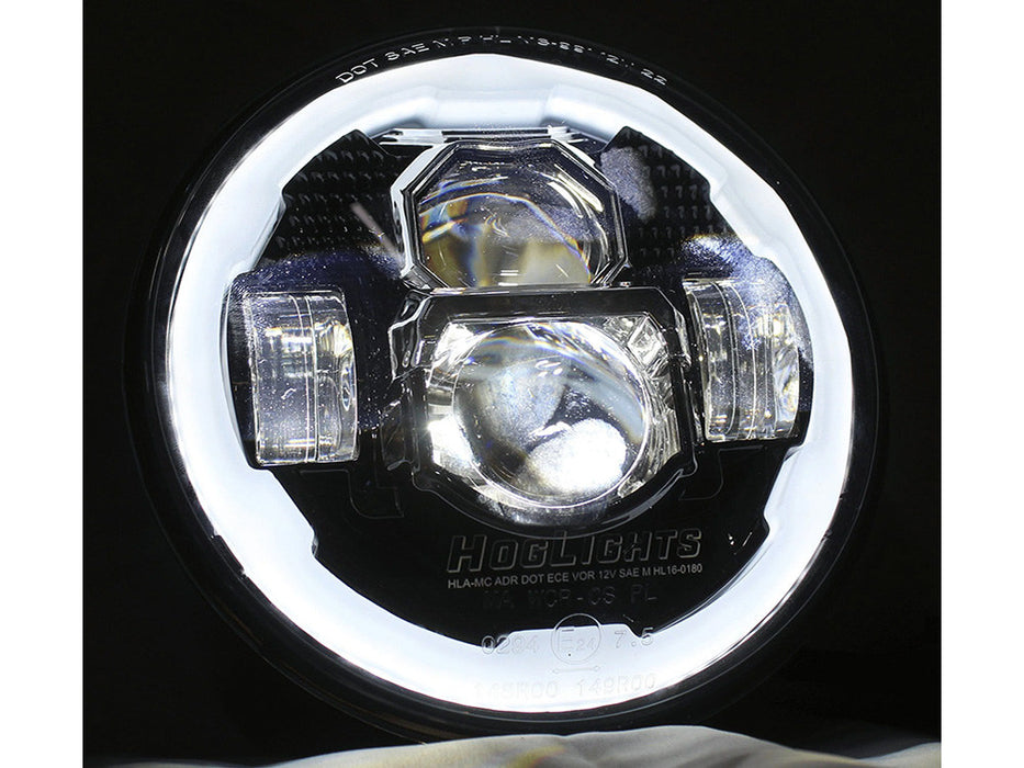 7in. 90w LED HeadLight Insert with Halo - Black. Fits Most H-D, Indian Chief Classic & Dark Horse Models with 7in. Headlight.