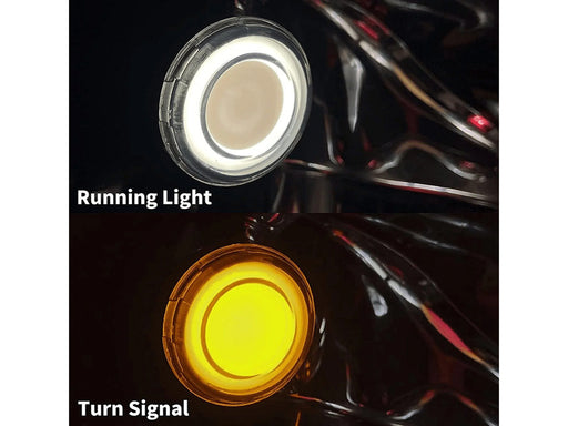 FusionFX LED DRL Front Turn Signal Inserts. Amber Turn, White Run. Fits Street Glide 2015up.