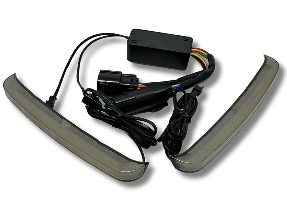 FusionFX Slimline Saddlebag Lights. Red Run/Brake, Amber Turn with Smoke Lens. Fits Touring 2014up.