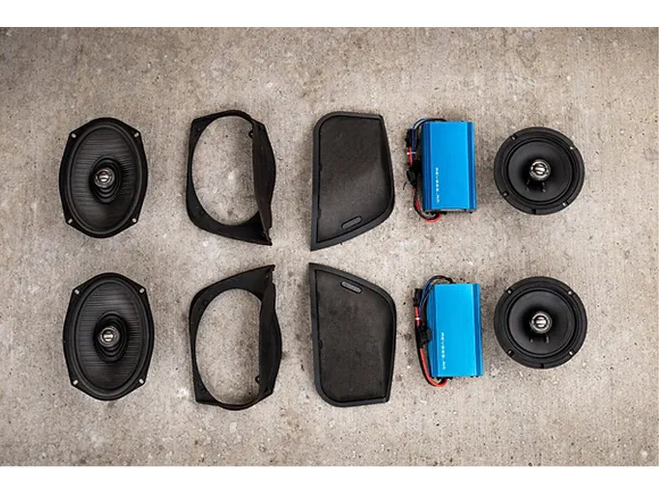 450 Watt Amp x 4 Speaker Kit & Saddlebag Lid Retro Cut In Kit. Fits Street Glide 2014-2023 & Road Glide 2015-2023