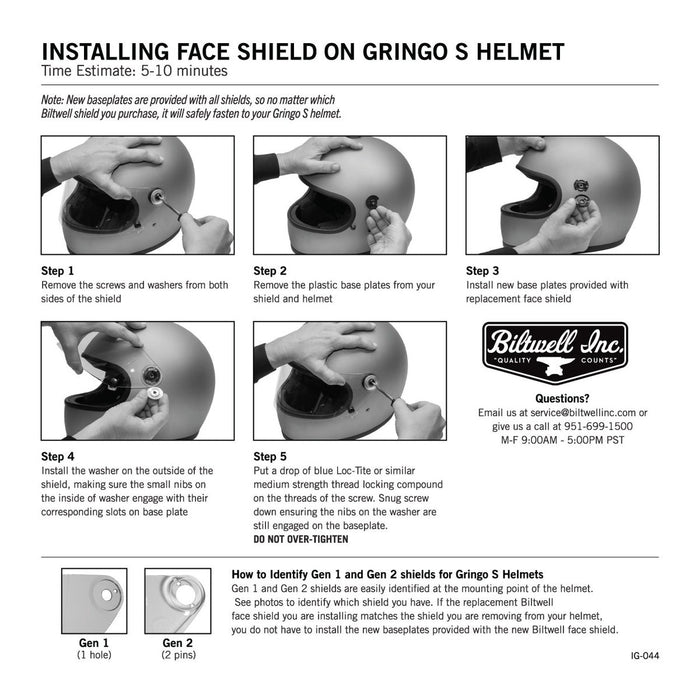 BILTWELL Gringo S Gen 2 Flat Shield - Clear (fits ECE 22.05 model)