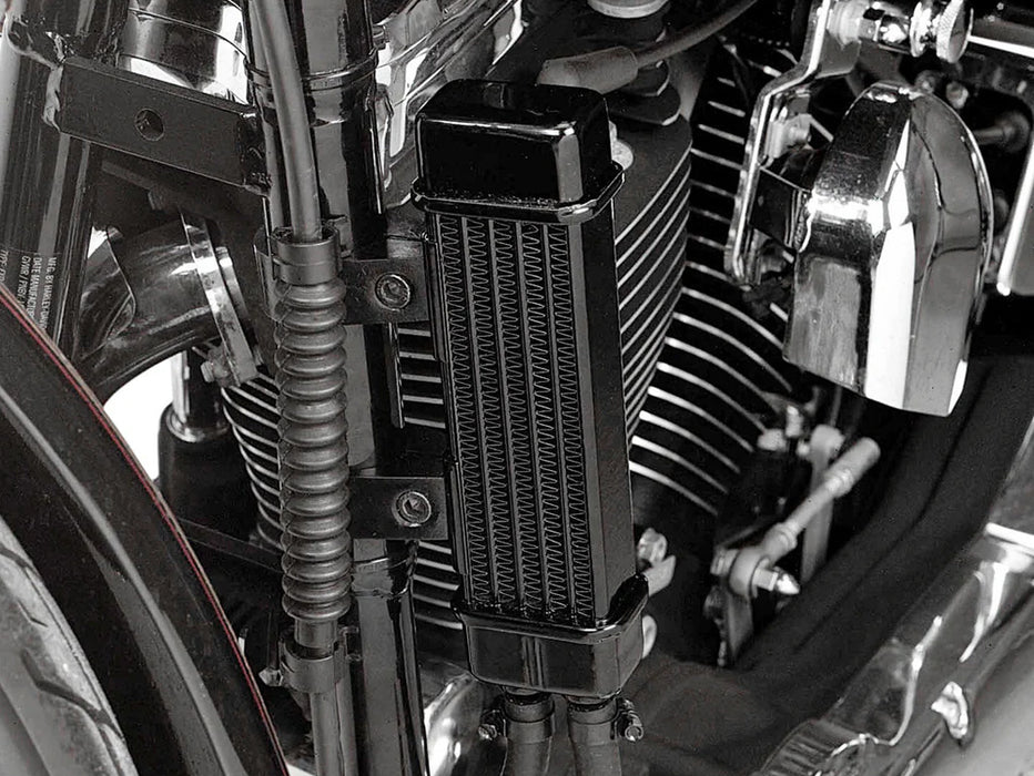 6-Row Vertical Slimline Oil Cooler Kit. Fits Softail 2018up