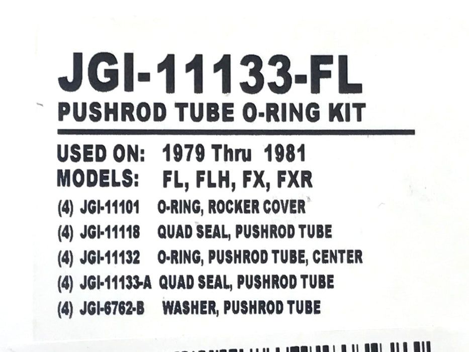 Push Rod Tube O'Ring Kit. Fits Big Twin Late 1979-Early 1984.