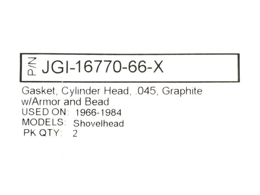 Cylinder Head Gaskets with Firering. Fits Big Twin 1966-1984 with Shovel Engine.