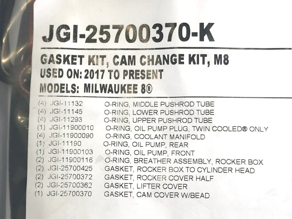 Cam Change Gasket Kit. Fits Milwaukee-Eight 2017up.