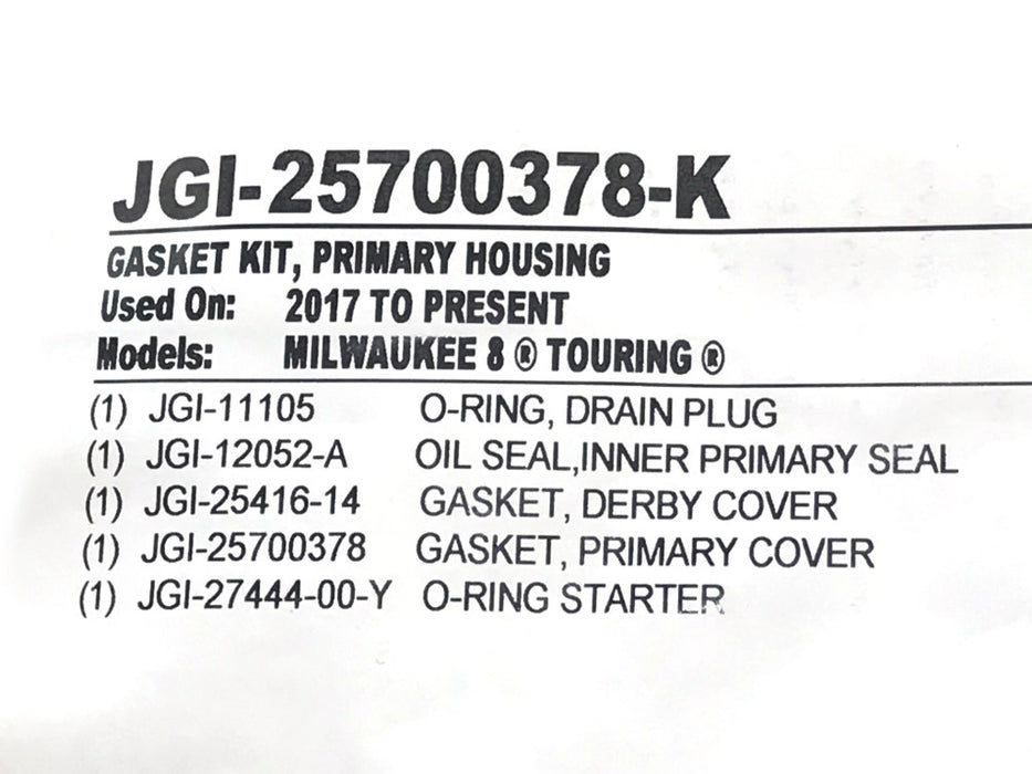 Primary Cover Gasket Kit. Fits Touring 2017up.