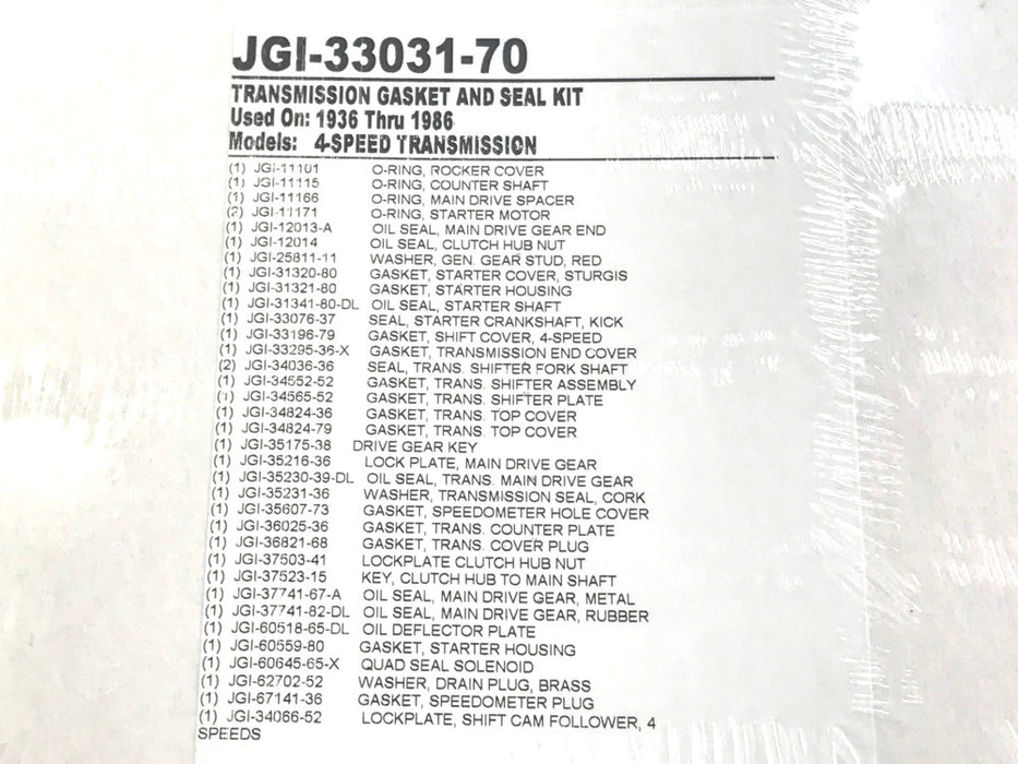 Transmission Gasket Kit. Fits 4Spd Big Twin 1936-1986.