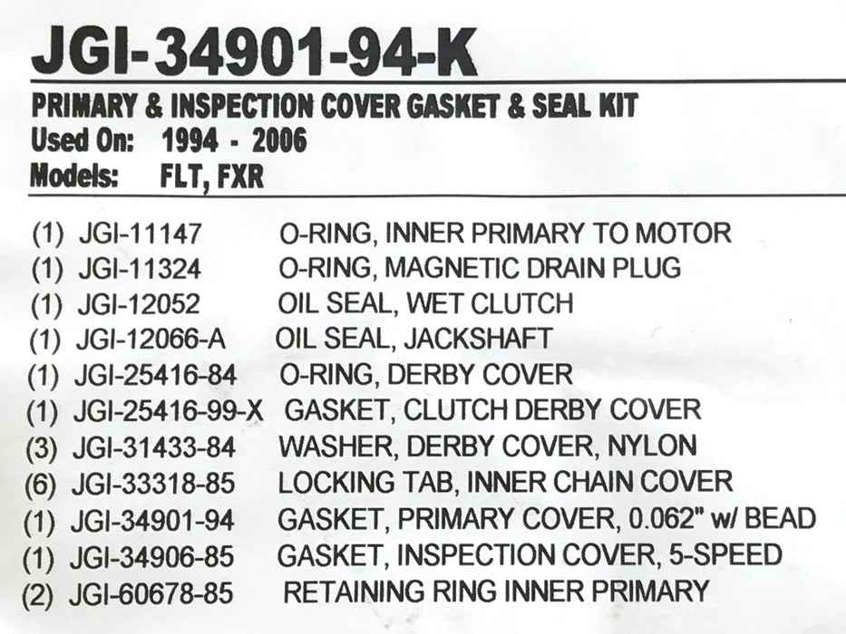 Primary Cover Gasket Kit. Fits FXR & Touring 1994-2006.