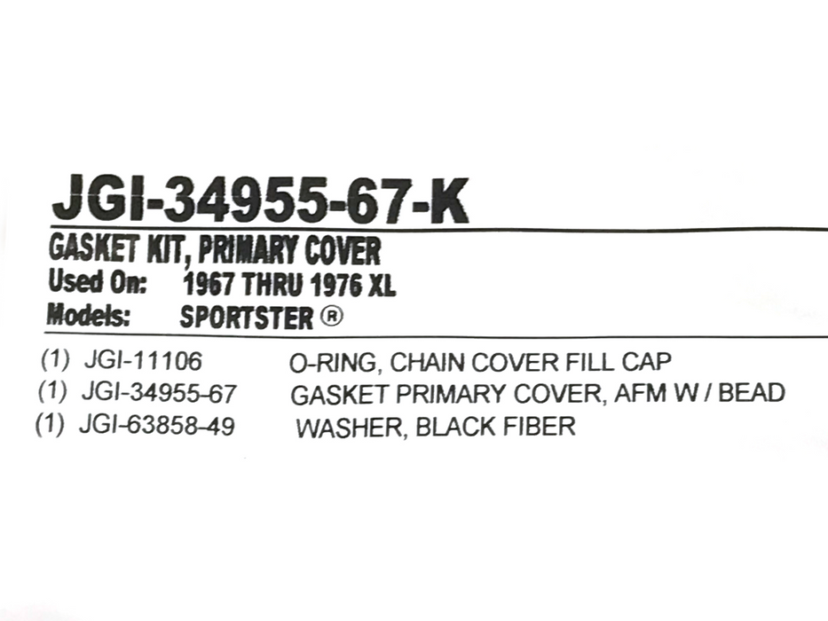 Primary Cover Gasket Kit. Fits Sportster 1967-1976.