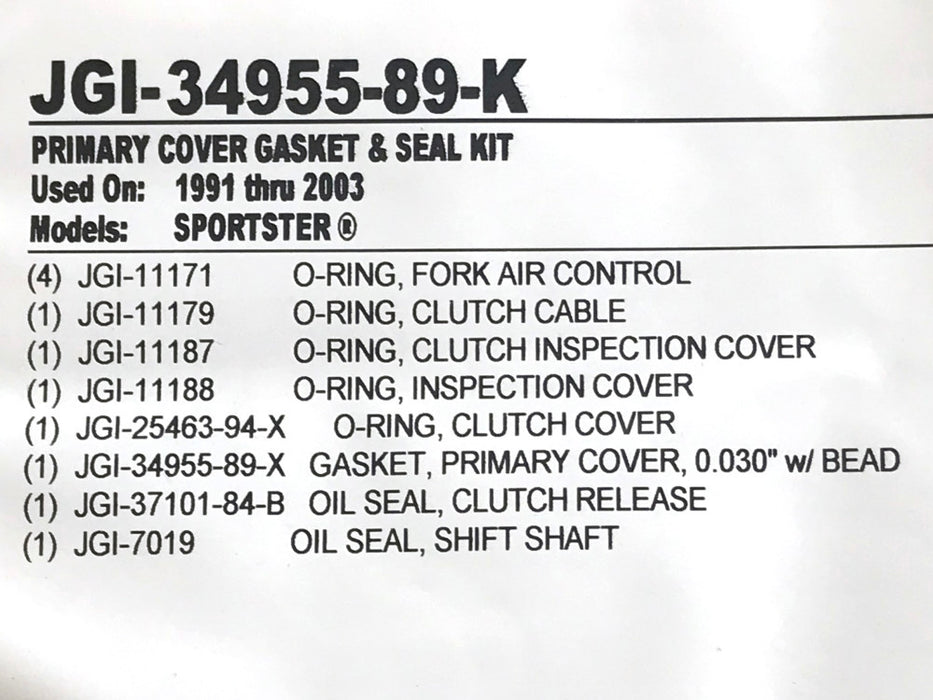 Primary Cover Gasket Kit. Fits Sportster 1991-2003.