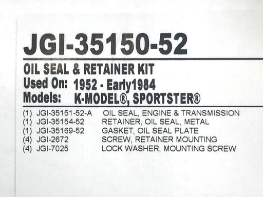 Sprocket Shaft Seal & Retainer Kit. Fits Sportster 1952-1983.