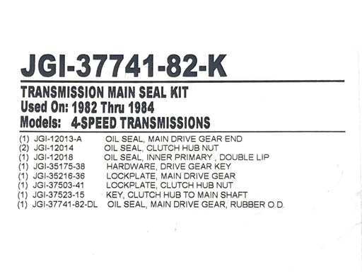 Transmission Main Shaft Seal Kit. Fits 4Spd Big Twin 1982-1986.