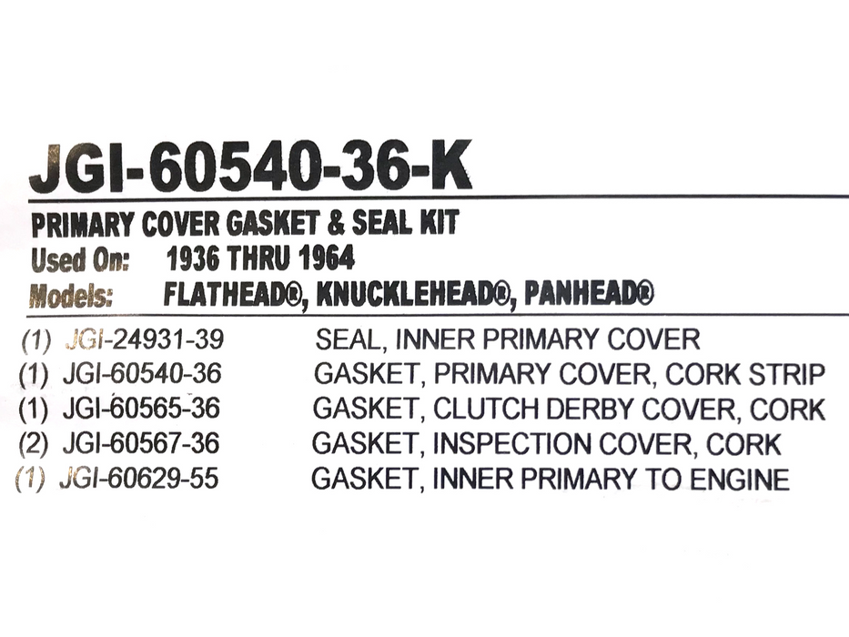 Primary Cover Gasket Kit. Fits Big Twin 1936-1964.