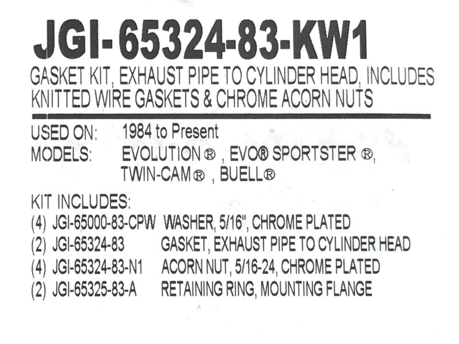 Exhaust Gasket Kit with Race/Screamin Eagle Style Gaskets. Fits Big Twin 1984up & Sportster 1986-2021.