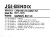 Bendix Carburettor Rebuild Kit. Fits Big Twin & Sportster 1972-1976