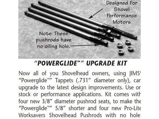 Powerglide Pushrod Upgrade Kit. Fits Shovel Power Glide Hydraulic Tappets.