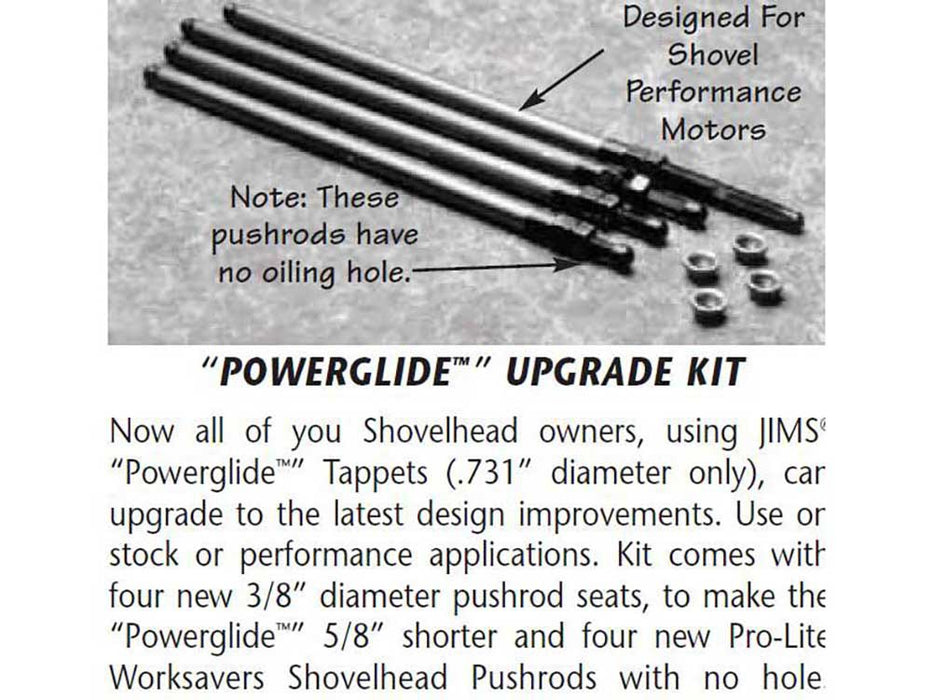 Powerglide Pushrod Upgrade Kit. Fits Shovel Power Glide Hydraulic Tappets.