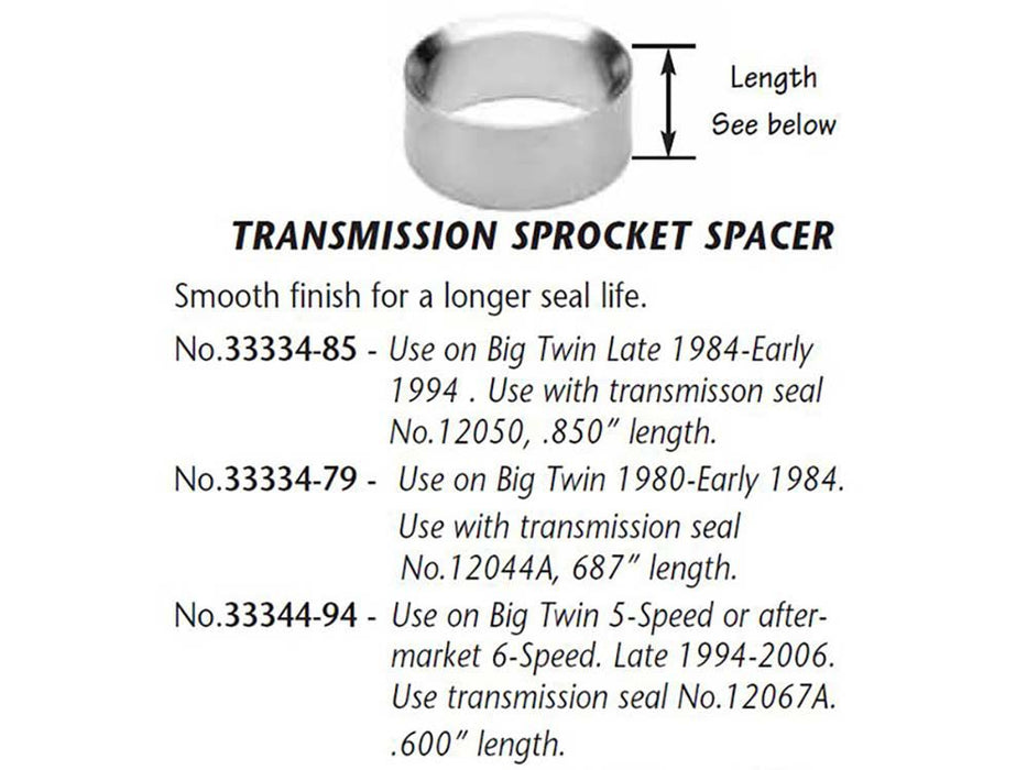Main Drive Seal Spacer. Fits 5Spd Big Twin Late 1994-2006.
