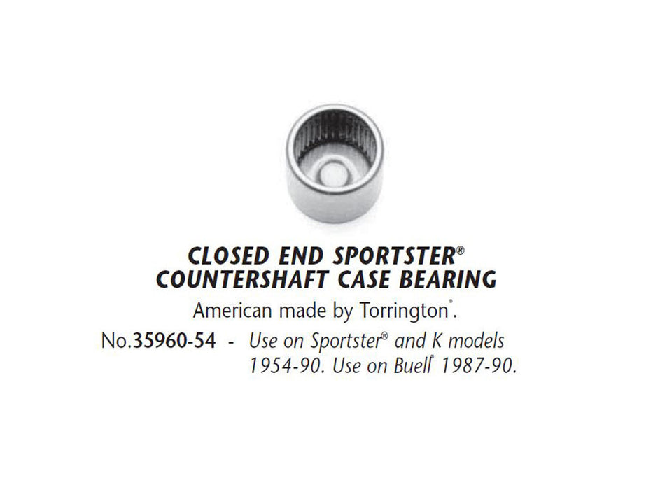 Closed End Countershaft Case Bearing. Fits Sportster 1954-1990.