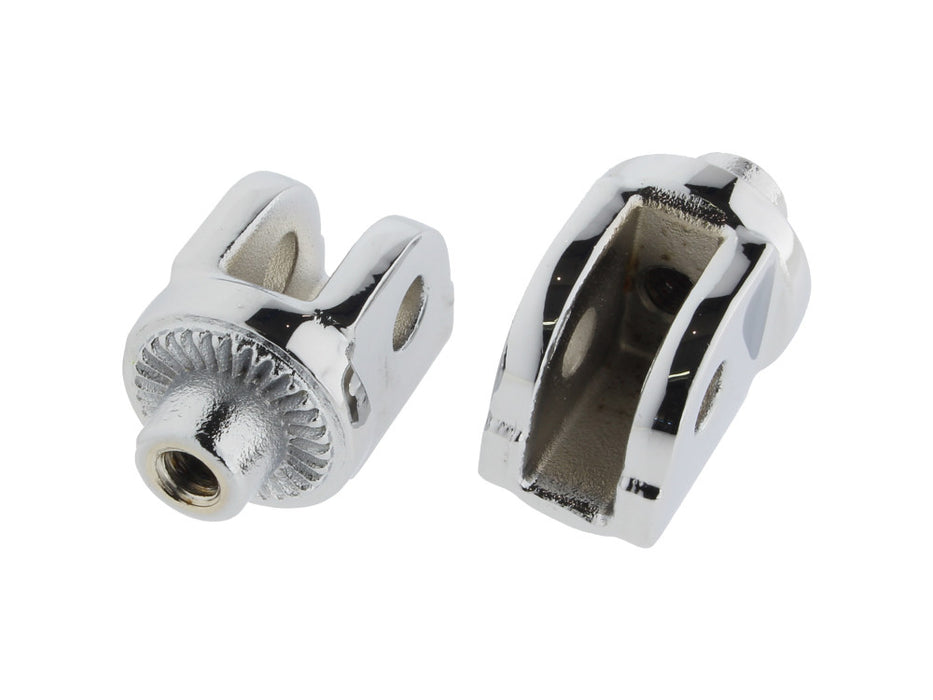 Front Splined Floorboard Mounts - Chrome. Fits Honda & Suzuki.