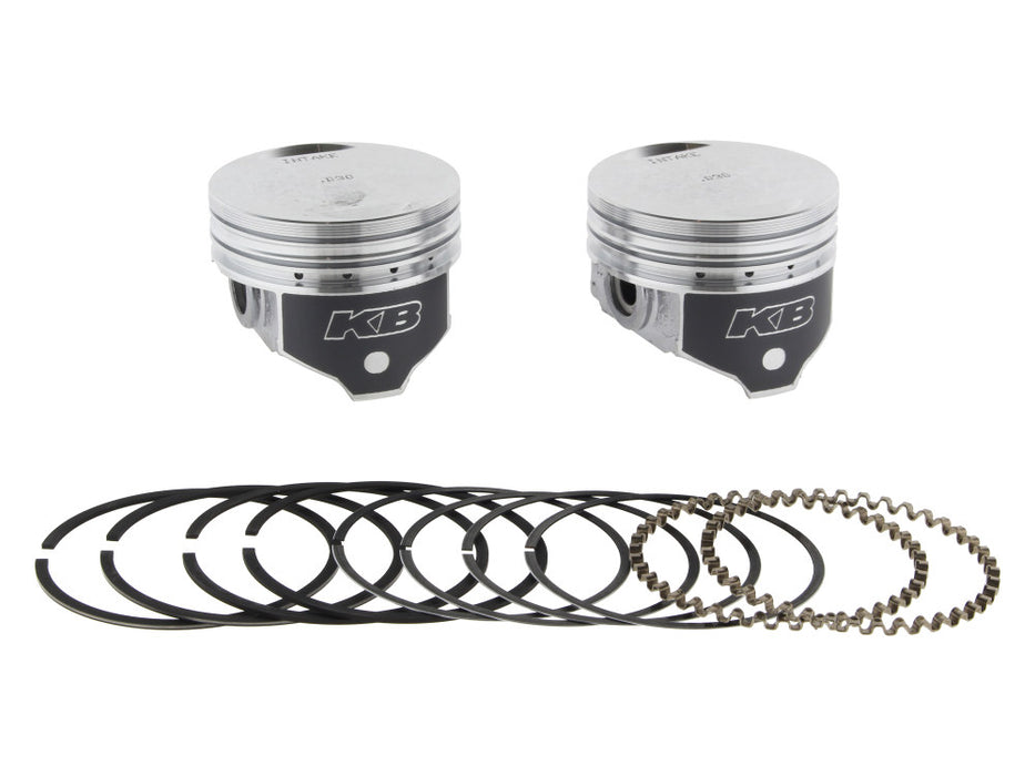 +.030in. Flat Top Pistons with 8.6:1 Compression Ratio. Fits Big Twin 1984-1999 with Evo Engine.