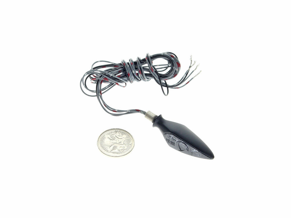 Rhombus S DF LED Right Hand Rear Turn Signal - Amber Turn - Red Run/Brake - Black.