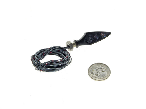 Rhombus S DF LED Left Hand Rear Turn Signal - Amber Turn - Red Run/Brake - Black.