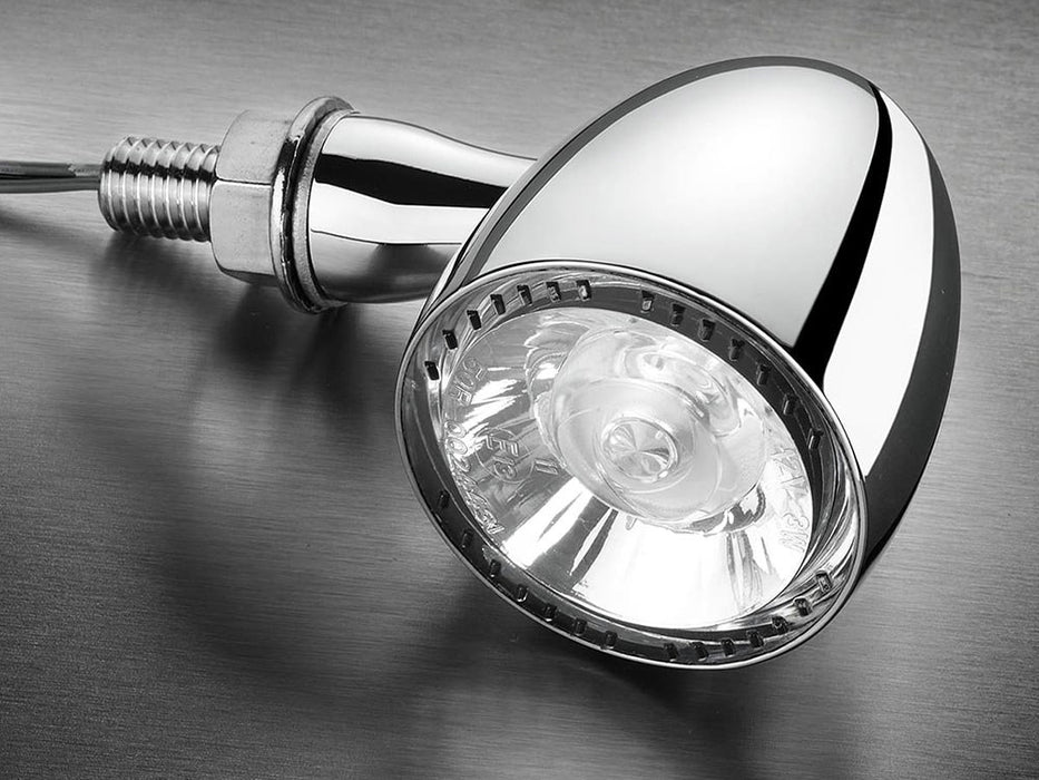 Bullet 1000 PL LED Turn Signal - Amber Turn - White Running Light - Chrome.