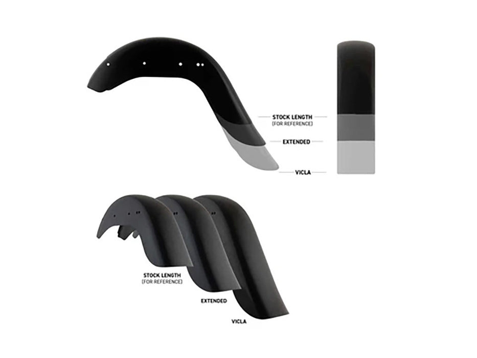 9in. Stretched Smooth Benchmark Rear Fender. Fits FL Softail 1986-2017 & FX Softail 2000-2005.
