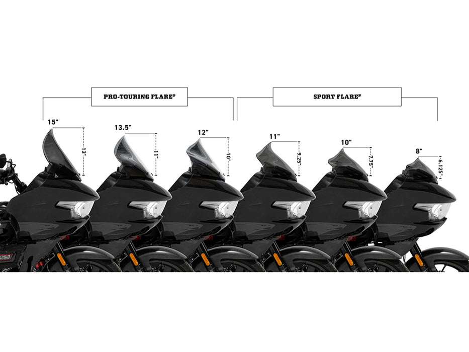 8in. Sports Flare Windshield - Tinted. Fits CVO Road Glide 2023up & Road Glide 2024up