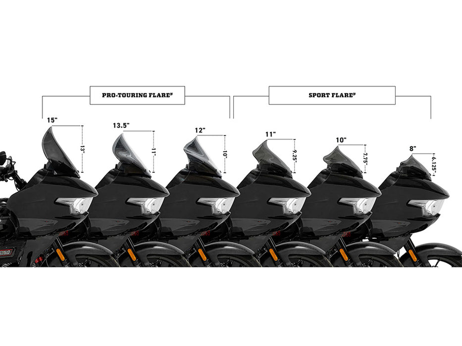 15in. Pro-Touring Flare Windshield - Dark Smoke. Fits CVO Road Glide 2023up & Road Glide 2024up