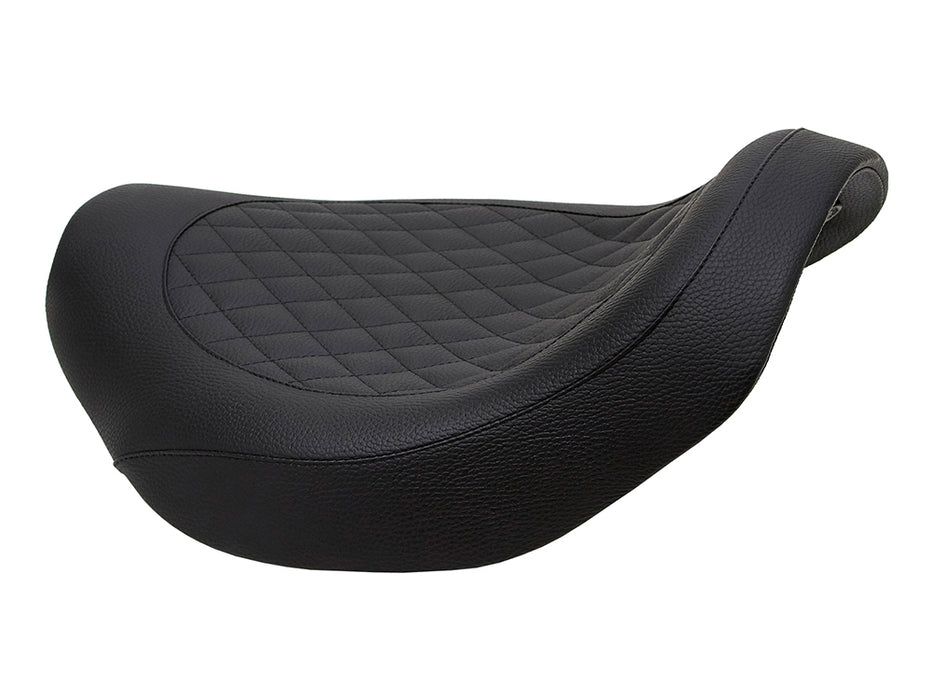 Fred Kodlin Diamond Stitch Solo Seat - Black. Fits Softail Breakout & Fatboy with Kodlin Fuel Tank & Rear Fender.