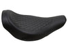 Fred Kodlin Diamond Stitch Solo Seat - Black. Fits Fatboy 2018up & Breakout 2023up with OEM Fuel Tank & Kodlin Rear Fender.