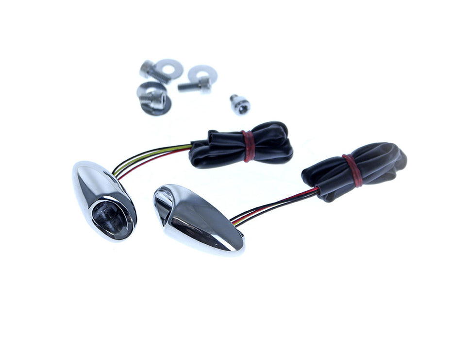 Neowise X Mini Strut Light Turn Signals - Chrome. Fits Most HD 2002up