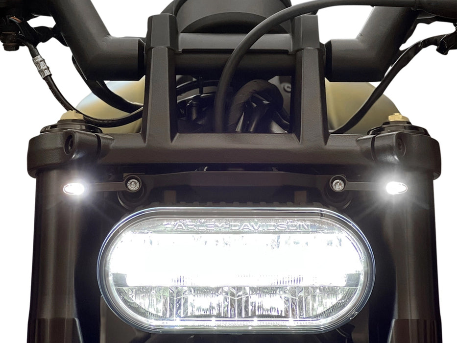 Elypse 2-1 Front Turn Signals with Running Lights - Black. Fits Sportster S 2021up Models.
