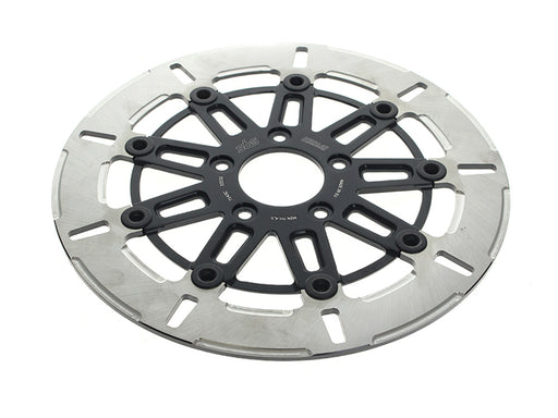 11.8in. Front 9-Spoke Disc Rotor - Polished Band & Black Carrier. Fits Dyna 2006-2017, Softail 2015up, Sportster 2014-2021 & Some Touring 2008up.