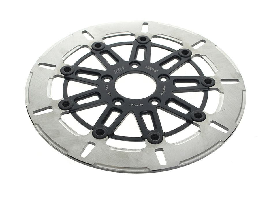 11.8in. Front 9-Spoke Disc Rotor - Polished Band & Black Carrier. Fits Dyna 2006-2017, Softail 2015up, Sportster 2014-2021 & Some Touring 2008up.