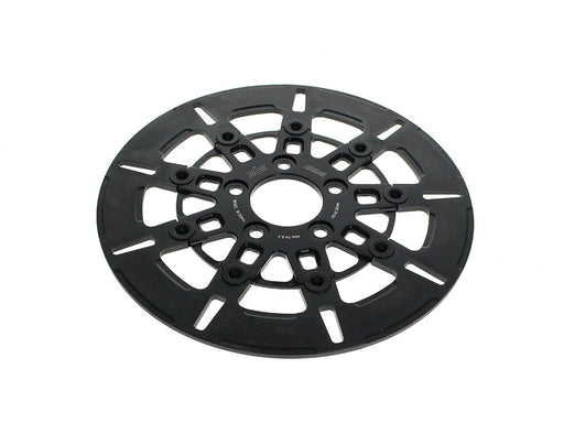 11.5in. Rear 9-Spoke Disc Rotor - Polished Band & Black Carrier. Fits Big Twin 2000up & Sportster 2000-2010.