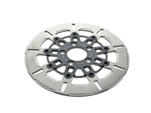 11.5in. Rear 9-Spoke Disc Rotor - Polished Band & Black Carrier. Fits Big Twin 2000up & Sportster 2000-2010.
