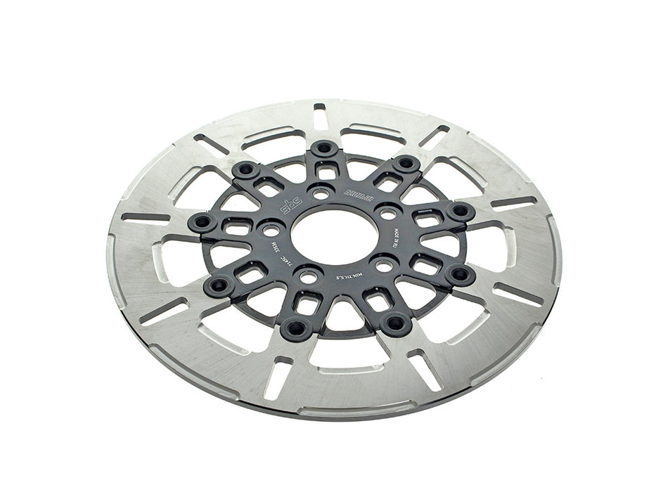 11.5in. Rear 9-Spoke Disc Rotor - Polished Band & Black Carrier. Fits Big Twin 2000up & Sportster 2000-2010.