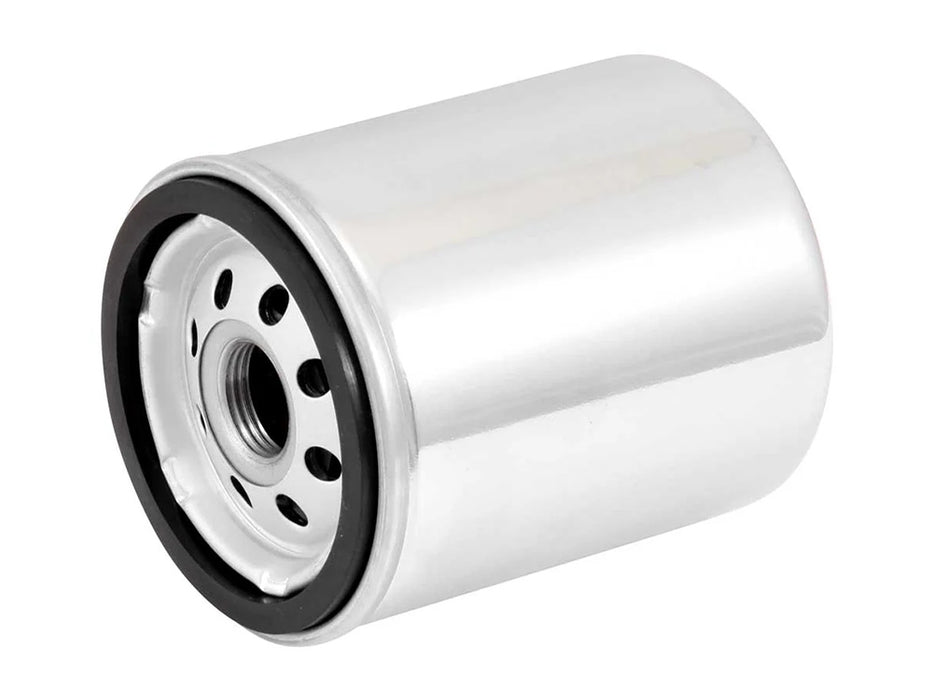 Oil Filter - Chrome. Fits Softail 1984-1998, Sportster 1984-2021, FXR & FLT 1980-1998 & Buell 1995-2002.