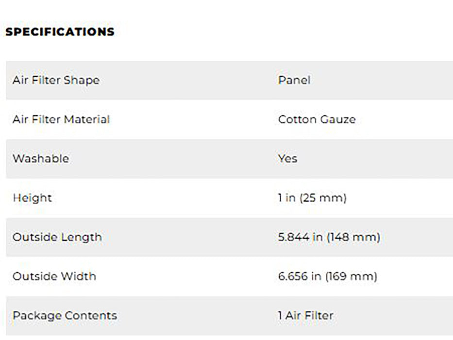 High-Flow Air Filter Element. Fits Indian FTR1200 2019-2024