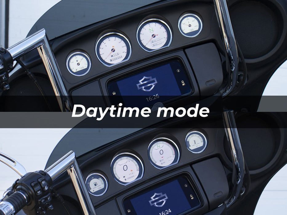 Speedometer & Tachometer - 4 Gauge Kit with Smartphone Integration. Fits Touring 2014-2023 with Fairing.