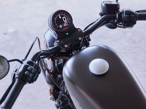 3-3/8in. Round Speedometer with Tachometer - Black. Fits Softail Fat Bob 2018up, Sportster 2014-2021, Dyna Street Bob, Low Rider & Wide Glide 2012-2017 & Softail Breakout, Rocker & Black Line 2011-2017