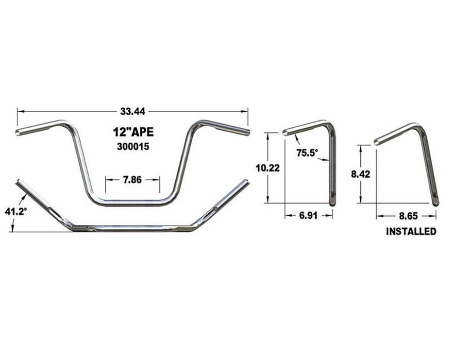 12in. x 1in. Ape Hanger Handlebar – Chrome. Fits OEM Softail Springer 1988-2009 – Khrome Werks
